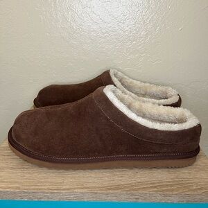 George Men's Brown Memory Foam Clog Slippers Polyester Size 13-14